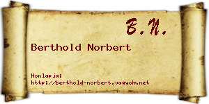 Berthold Norbert névjegykártya